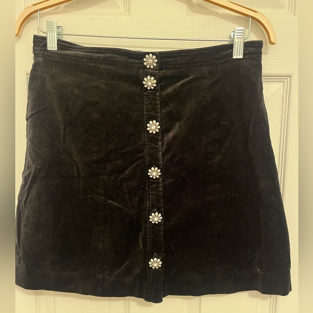 & Other Stories, velvet Mini Skirt with Crystal Details, Black, Size 10